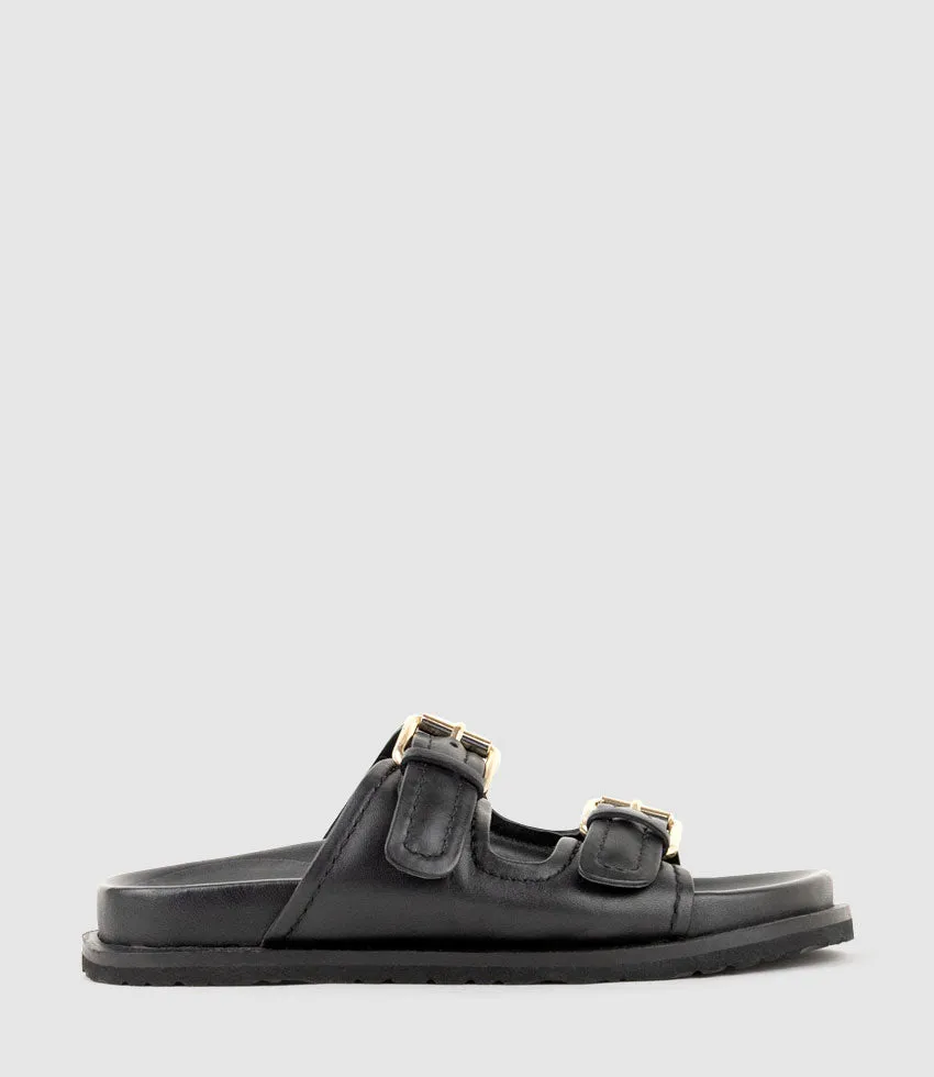 KALIN Two Strap Slide on Footbed in Black