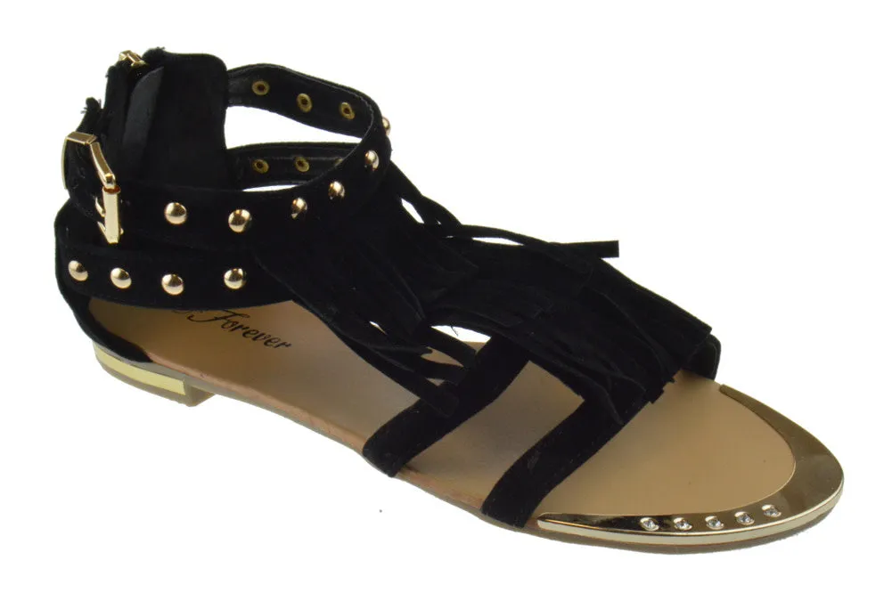 Tyler 26 Womens Gladiator Fringe Sandals
